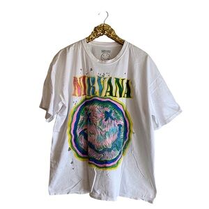 NIRVANA White Tee with Multicolor Graphic